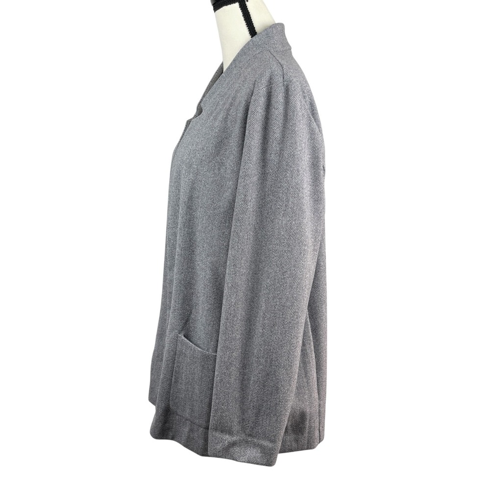 Simply Vera Vera Wang Women's Open Front Cardigan Large Gray Herringbone Pockets - Picture 6 of 11